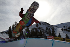 snowboarder on mammoth mountain